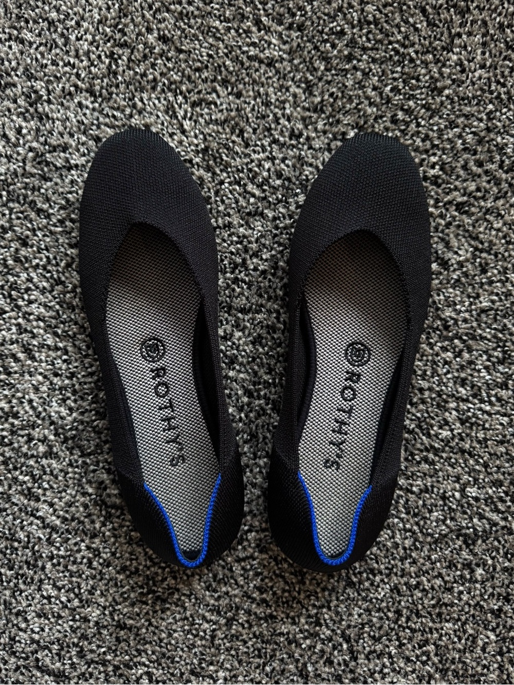 Rothy's The Flat - Black with Blue Trim - Picture 5 of 7